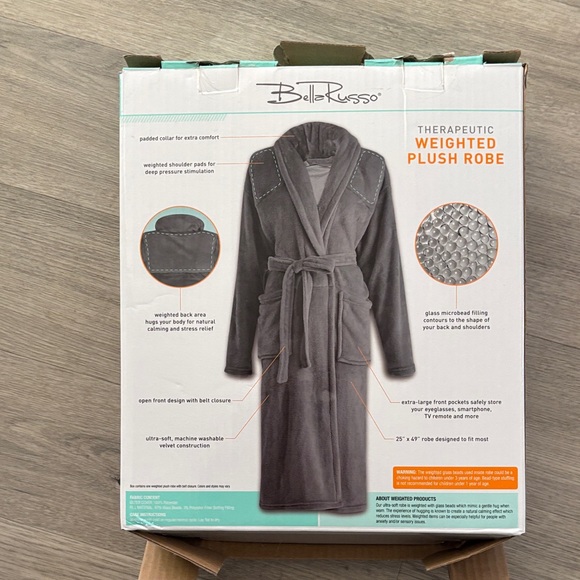 Gray Weighted Plush Robe - Picture 1 of 6